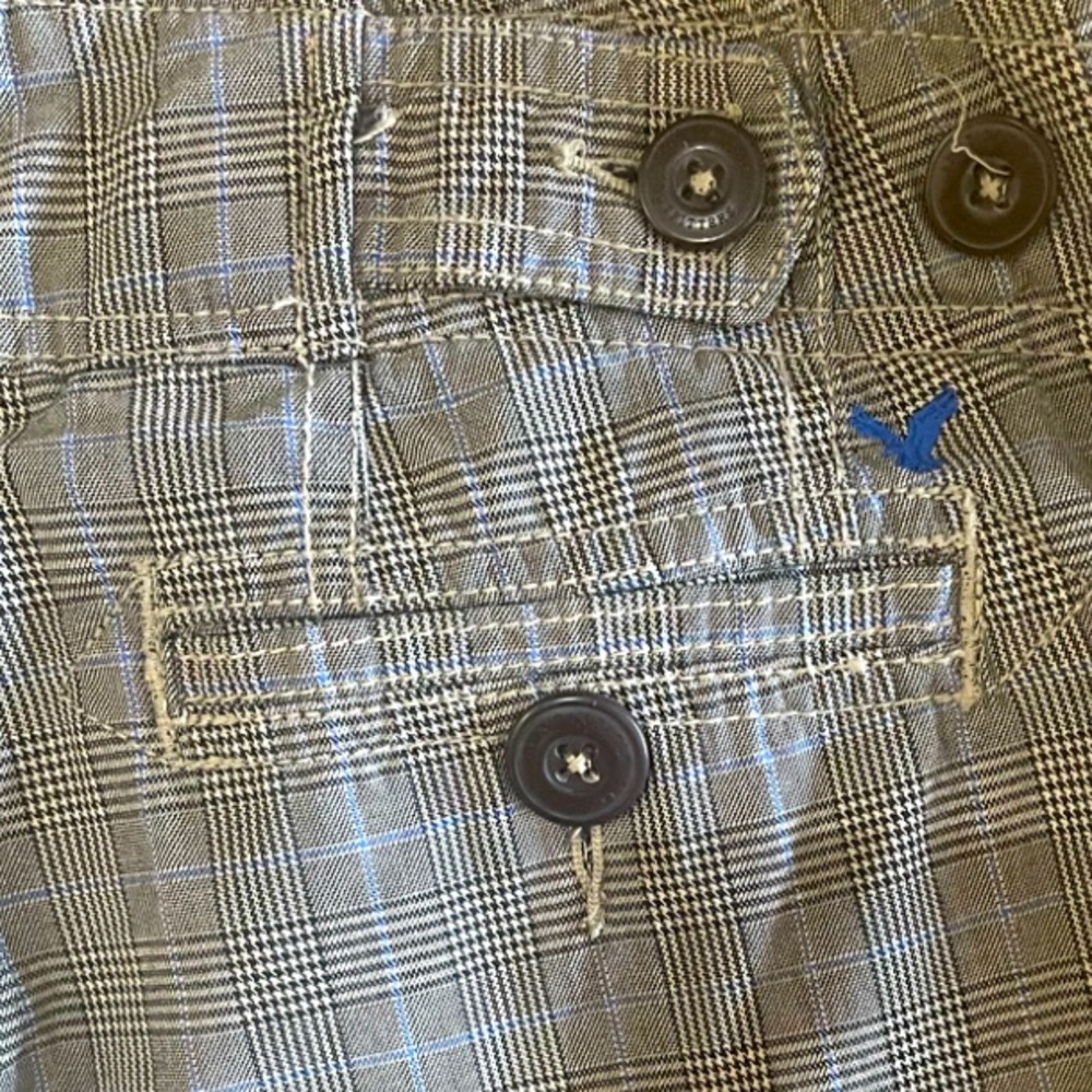 American Eagle Low Rise Pants Womens Gray Plaid Zip Sz 4 NEW - Picture 3 of 6